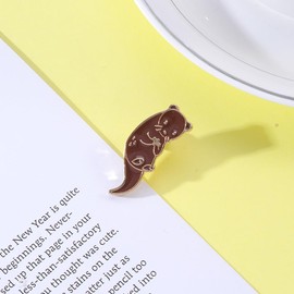 Otter Enamel Pin Cute Cartoon Animal Brooch Pins Sea Otter Gift Jewelry Backpack Lapel Brooches for Men Women Otter Lover Gift (An otter)