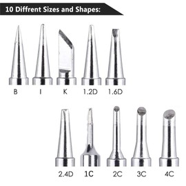 Soldering Iron Soldering Iron Tips, 10Pcs Soldering Tips Kit, 900M Soldering Tips Replacement Solder Iron Tips Kit for Hakko, Atten, Quick, Aoyue, Yihua, Vastar, Sywon, Tabiger, Soaiy