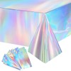 AIMALL 10 PCS Iridescent Party Tablecloth, 108x54 Inch Disposable Plastic