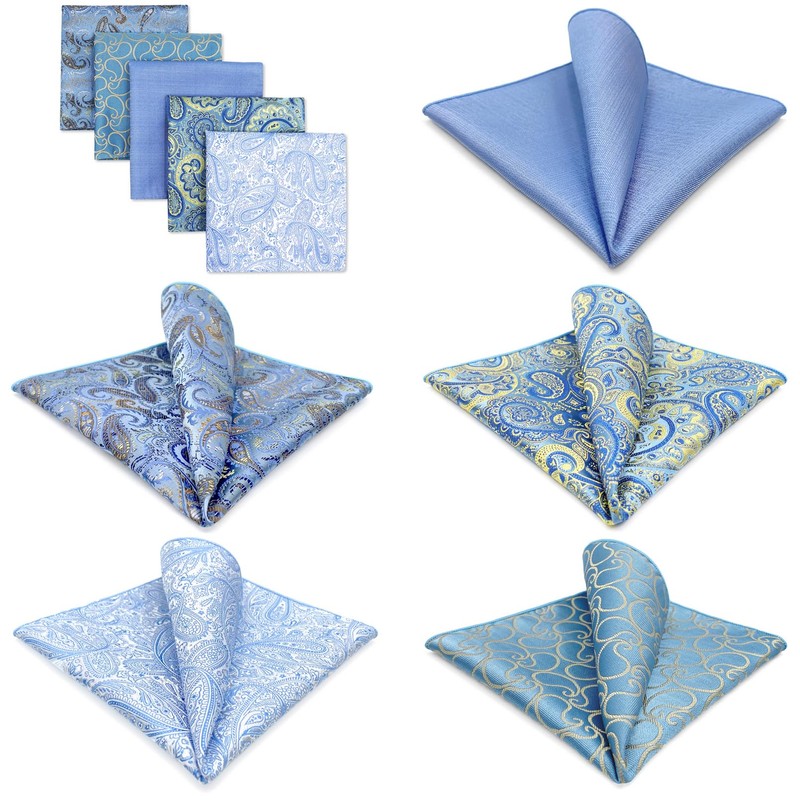 Shlax&Wing 5 Pieces Assorted Pañuelo De Bolsillo Para Hombre Handkerchiefs