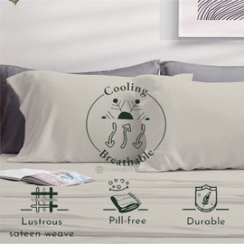 100% Egyptian Cotton Pillowcases - 400 TC Egyptian Quality Set of 2 Pillow Cases - King Pillow Cases Set of 2 Breathable Cool Ultra Silky Soft 2 PC Pillow Cover (King,Ivory Solid)