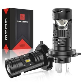 Focos LED H4 Alta y Baja con Lupa, 300W 32000LM 900% Brillante 6500K Luces LED H4 9003 HB2 Kit de Faros Delanteros para Auto, 2 Piezas