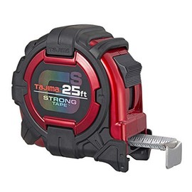 TAJIMA Tape Measure - 25 ft x 1-1/16 inch GS-Lock Measuring Tape with Shock Resistant Case & Acrylic Coated Blade - GS-25BW