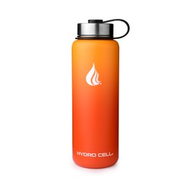HYDRO CELL Stainless Steel Water Bottle w/Straw & Wide Mouth Lids (40oz 32oz 24oz 18oz) - Keeps Liquids Hot or Cold with Double Wall Vacuum Insulated Sweat Proof Sport Design