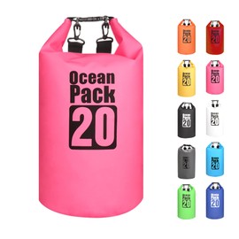 MORAINJAY 2024 New Dry Bag Waterproof Bag, 2L/5L/10L/15L/20L/30L Waterproof Pack Sack with Adjustable Shoulder Strap, Waterproof Backpack, Waterproof Duffel Bag for Swimming, Rose Red, luggage tag