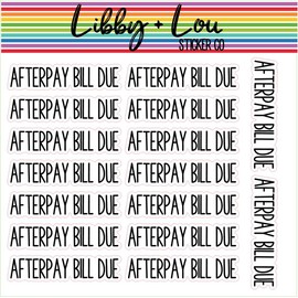 Afterpay Due Planner Stickers | Bill Pay Sticker | Budget | Libby and Lou Sticker Co