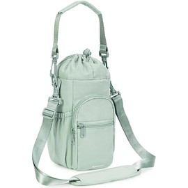 sportsnew Water Bottle Holder with Strap 32oz 40oz Insulated Water Bottle Carrier Sling Bag with Phone Pocket Water Bottle Sleeve for Walking Hiking - Color: Green