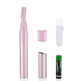 AOOWU Eyebrow Hair Removal for Women, Upgraded Mini Portable Eyebrow Trimmer, Painless Face Hair Shaver Electric Eyebrow Razor for Brows Face Cheek Lips Peach Fuzz (Pink)