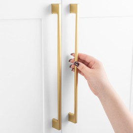 ASKANO Pack of 1, 11-5/16 Inch Hole Centers, Brushed Gold Wide Foot Kitchen Cabinet Pull Handle ZP2205 | Solid Hardware for Drawer, Dresser, Bathroom, Vanity, Furniture Door, Cupboard, Bedroom, 11.3"
