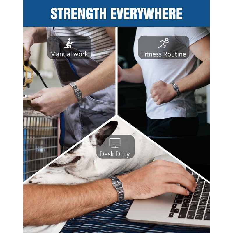 Jecanori Magnetic Bracelets for Men - Titanium Steel Cross Design,