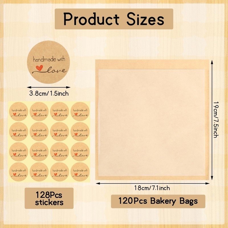 WSICSE 120 Pack Cookie Bags with Seal, 7.1x7.5 Inch Bakery