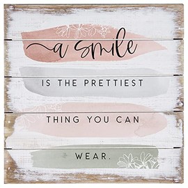 Simply Said, INC Perfect Pallet Petites 8" Rustic Wood Sign - A Smile is the Prettiest Thing You Can Wear - PET22008