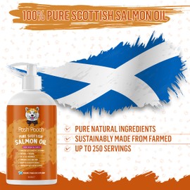 Posh Pooch Scottish Salmon Oil For Dogs & Cats Natural Omega 3,6,9 With Vitamin E, Pure Fish Oil Promotes Shiny Coats, Enhanced Appetite, Relieves Itchiness, Increase Energy Kibble Supplement Booster (500ml)