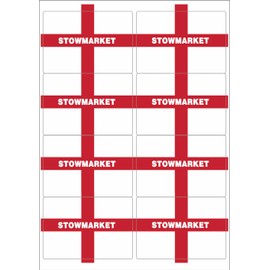 Stowmarket England Flag Rectangular Matt Paper Stickers A4 Sheet of 8 (Each Sticker is 99mm x 68mm)