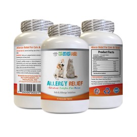 Dog Allergy Pills for itching - PET Allergy Relief - for Dogs and Cats - Lucky Itch Solution - Keep Fur Healthy - Turmeric Bites for Dogs - 1 Bottle (75 Chewable Tablets)