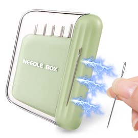 Portable Travel Magnetic Sewing Needles Case,Include 10PCS 5 Size Sewing Sharp Needles,Magnetic Needle Holder,Super Magnetic Mini Needle Storage Box for Hand Sewing Art Crafts(Green)