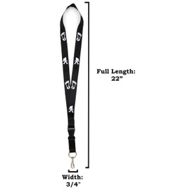 Bigfoot Lanyard Keychain and ID Holder with Detachable, Breakaway Buckle for Keys or Badge - Durable Nylon - Sasquatch Novelty Necklace (Black)