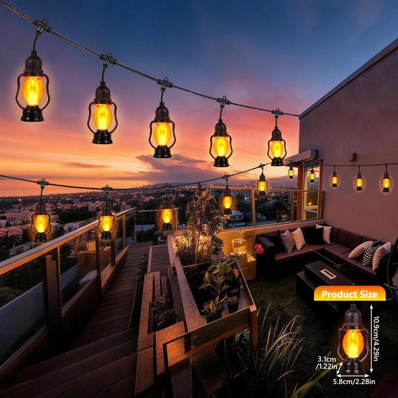 Zeiliuled Solar Flame String Lights, 21FT Solar String Lights Outdoor
