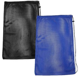Loopunk 2 Packs Mesh Gear Bag for Snorkel Equipment, Oversized 18.9" x 26.77" Mesh Dive Bag Scuba Snorkel Backpack for Scuba Diving, Water Sport Gear (Black & Blue)