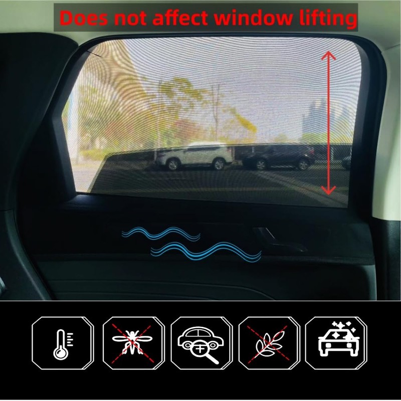 Car Rear Side Window Sunshade-2 Pack,Screen car Camping Trip,Breathable Soft