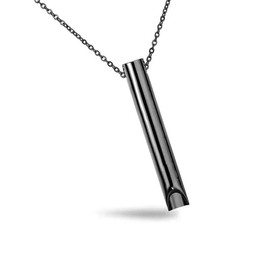 New Necklace Stress Anxiety Stainless Steel Relief Breathing Necklaces Whistle Pendant - Color: Black