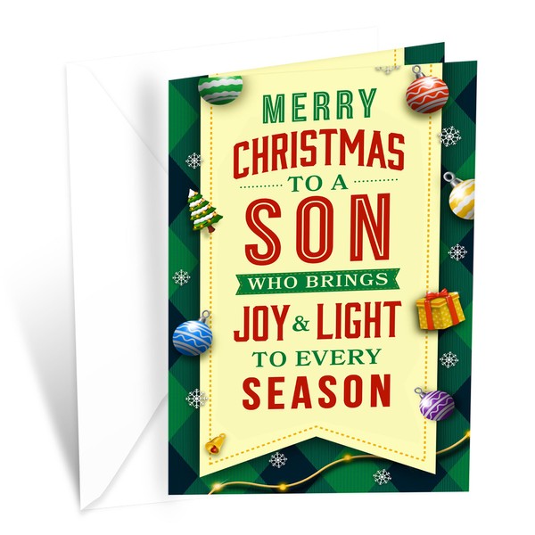 Prime Greetings Son Christmas Card, Made in America, Eco-Friendly, Thick