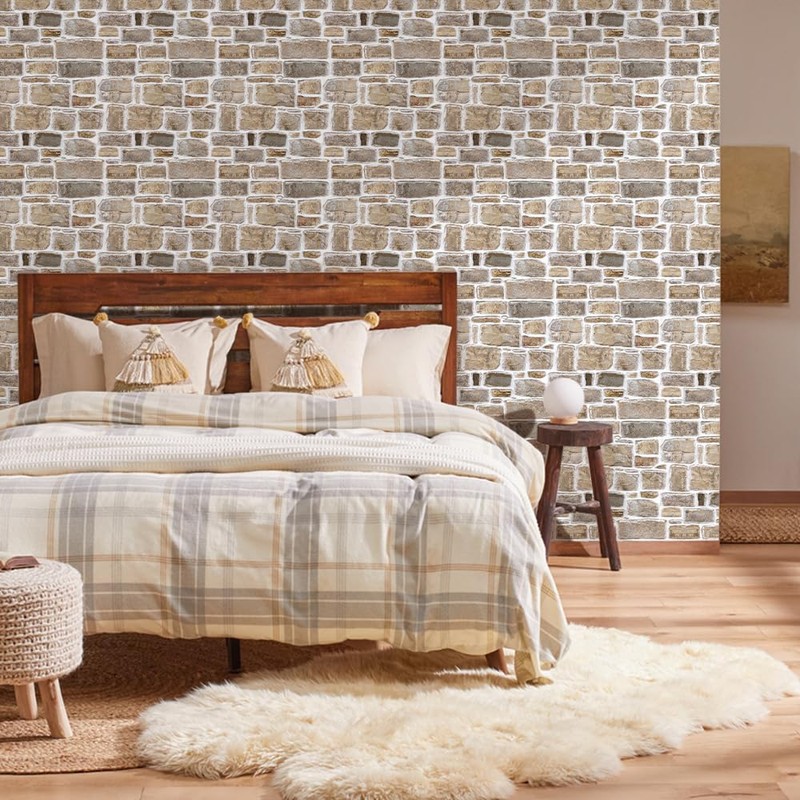 COMSTICKC 3D Faux Stone Peel and Stick Wall Panel, Faux