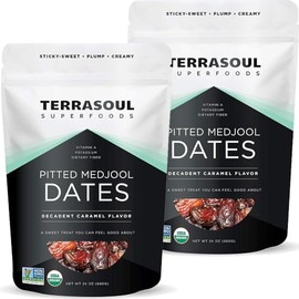 Terrasoul Superfoods Organic Pitted Medjool Dates, 3 Lbs (Pack of 2) - Pits Removed | Soft Chewy Texture | Sweet Caramel Taste