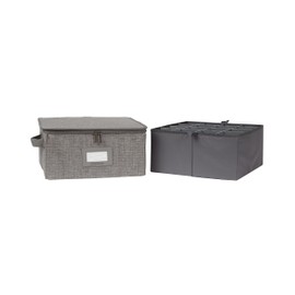 Covermates Keepsakes China Cups and Coffee Mugs Storage Box - Stackable, Reinforced Handles, China Storage, Grey Heather