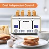 Toaster 4 Slice, KitchMix Bagel Stainless Toaster with LCD Timer,