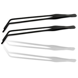 PRECISE CANADA 2 Pcs 12 inches Stainless Steel Tweezers Curved Tips Forceps Tweezers Tongs with Comfortable Ridged Handle for Beauty Crafting Cooking Repairing and General Purpose