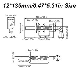 2 Stück Federstift Fallenschlösser, 12x135mm Edelstahl Schwerlast Feder Bolzen Verriegelung für Brückentor Hof Schuppen Tür Heckklappe Anhänger Garage