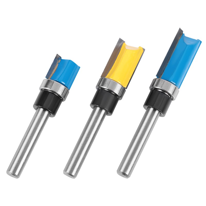 3pcs Woodworking Cutter Milling 1/4" Shank Edge Trimming Slotting Router