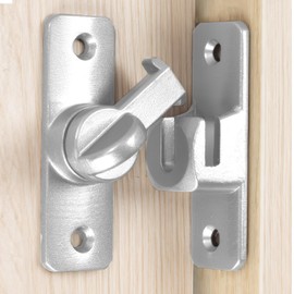 90/180 Degree Flip Barn Door Lock, Security Sliding Door Lock Aluminium Alloy Latch for Barn, Cabinet, Window, Garden Gate, Bathroom Silver