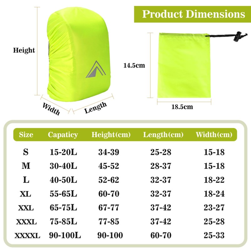 PINEPAN Backpack Rain Cover Waterproof Backpack Protector with Reflective Strips
