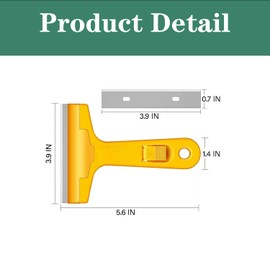 Ditran Razor Blade Scraper - 4" T Shape Scraper Tool with 10 Extra Replacement Razor Blades, Razor Scraper Tool for Glass, Cleaning Paint, Labels, Stickers, Decal from Window, Tile, Stove Top, Floor