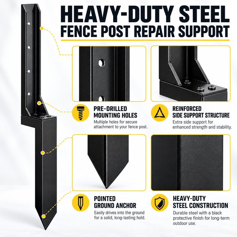 Fence Post Repair Kit for Reinforcing Fence Posts – Heavy-Duty