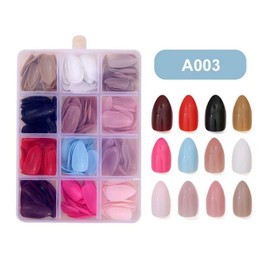 12 Colors Press on Nails Solid Color Fake Nails Medium Almond False Nails Pure Color Glue on Nails Reusable Artificial Acrylic Nail Full Cover Glossy Stick on Nails for Women Girls Manicure 288Pcs