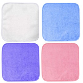 Pack of 4 Microfibre Make-Up Wipes for Make-Up, 15 x 15 cm Make-Up Remover Cloth, Terry Cloth Face Cloth, Reusable Make-Up Pads, Washable Face Cleansing Cloth, for Travel Erase Cosmetic