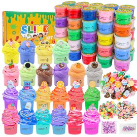80 Pack Mini Butter Slime Kit, Scented Slime for Girls and Boys, Soft & Non-Sticky Cotten Candy Fruit Slime Party Favor Gifts, DIY Putty Stress Relief Toy for Kids (80)