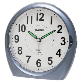 Casio TQ-478-8JF Alarm Clock, Analog Metallic, Gray, Snooze, Light