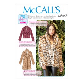 McCall Pattern McCall's Learn Women's Waist and Thigh Length Coat, Sizes Sewing Pattern, Xs-s-m-l-xl