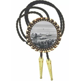 photos on a bolo ties mens wear gift for dad Daytona 500 1959 On Beach Bolo Tie Men's Neckties Men's Clothing Accessory  Art