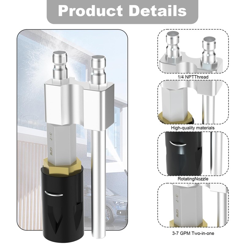 Adjustable M5 Twist Nozzle for Pressure Washer, Long Range Shooter