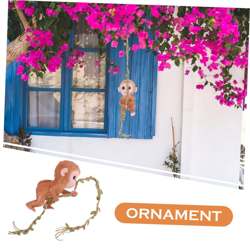 KONTONTY Adorable Hanging Monkey Ornament Unique Resin Monkey Sculpture for