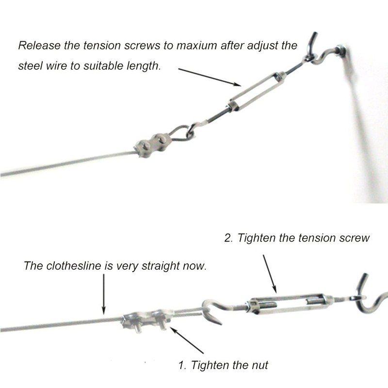 20.7FT/6.3M Stainless Steel Clothes Lines for Hanging Clothes Outside-DEWEL Clothesline