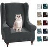MAXIJIN Stretch Velvet Wingback Chair Slipcover 1-Piece Soft Stylish Plush