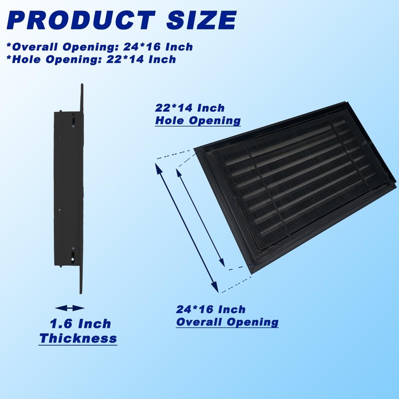 24"*16" Gable Vent,Aluminum Alloy Wall Vent Shed Vents,with Removable Strainer