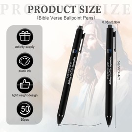 Cholemy 50 Pcs Christian Pens Religious Bible Verse Ballpoint Pen Bulk Inspirational Quote Pen Motivational Retractable Black Ink Pen Church Gifts for Christmas Coworker Teacher School Office Nurse