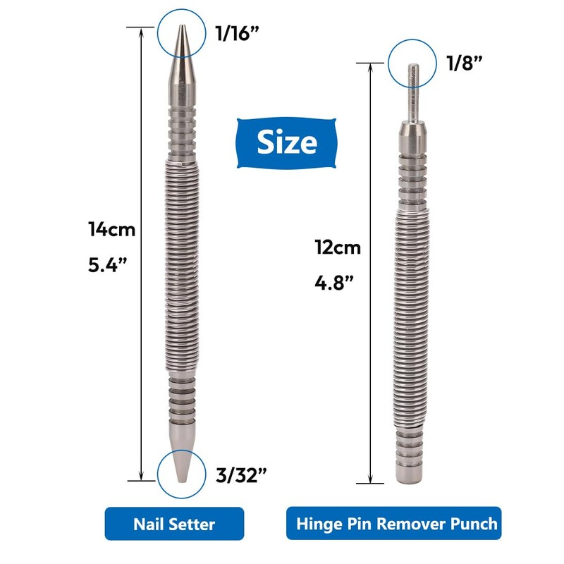 Saipe 2pcs Dual Head Nail Setter and Hinge Pin Remover